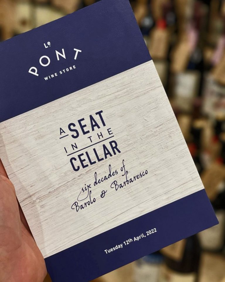 Saddle stitch Booklet design for a wine tasting event for Le Pont Wine Store Milsons Point Sydney
