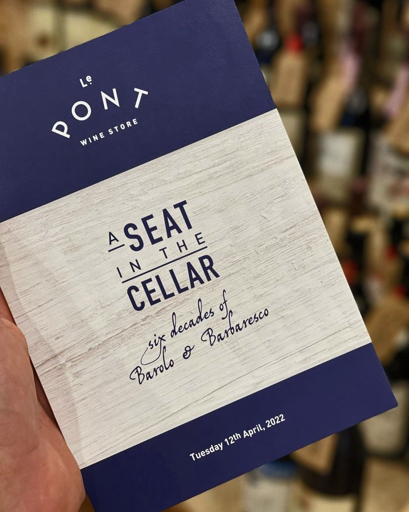 Saddle stitch Booklet design for a wine tasting event for Le Pont Wine Store Milsons Point Sydney
