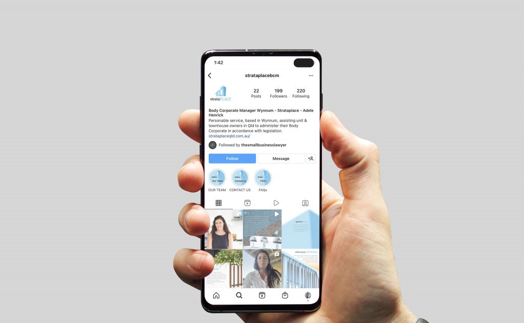 Social media tiles design for Strataplace on a mobile device